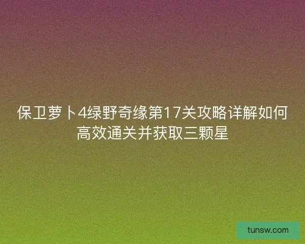 保卫萝卜4绿野奇缘第17关攻略详解如何高效通关并获取三颗星
