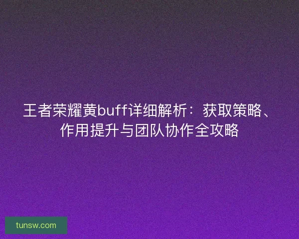 王者荣耀黄buff详细解析：获取策略、作用提升与团队协作全攻略