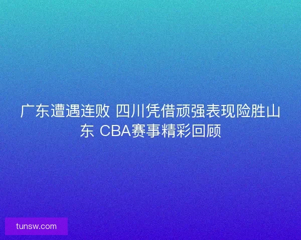 广东遭遇连败 四川凭借顽强表现险胜山东 CBA赛事精彩回顾