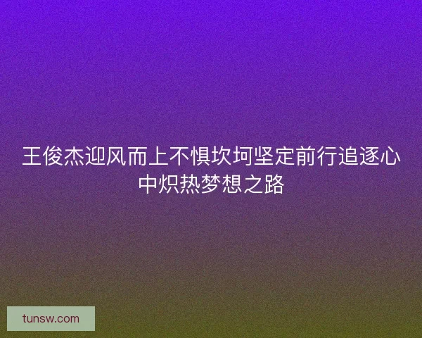 王俊杰迎风而上不惧坎坷坚定前行追逐心中炽热梦想之路